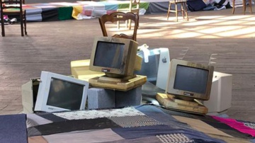 Image of Retro TV and Computer Art Installation