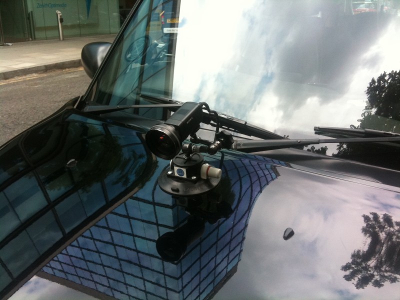 Minicam on the front of the taxi
