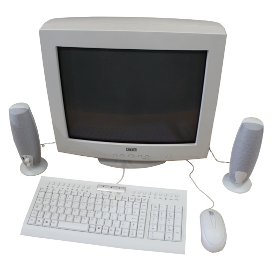 Office Screens and keyboard setup (White CRT)