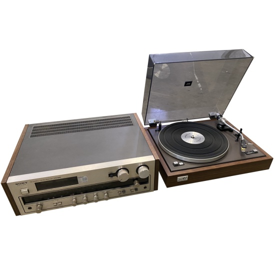 JVC Record Player and Sony Amplifier