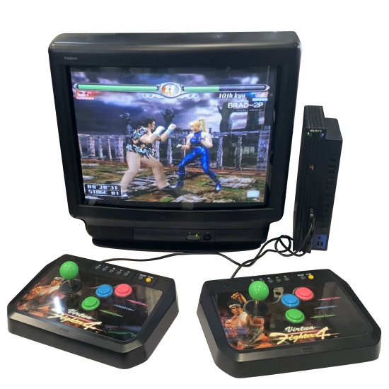 Set: PlayStation 2 & Sony TV with Fight Sticks