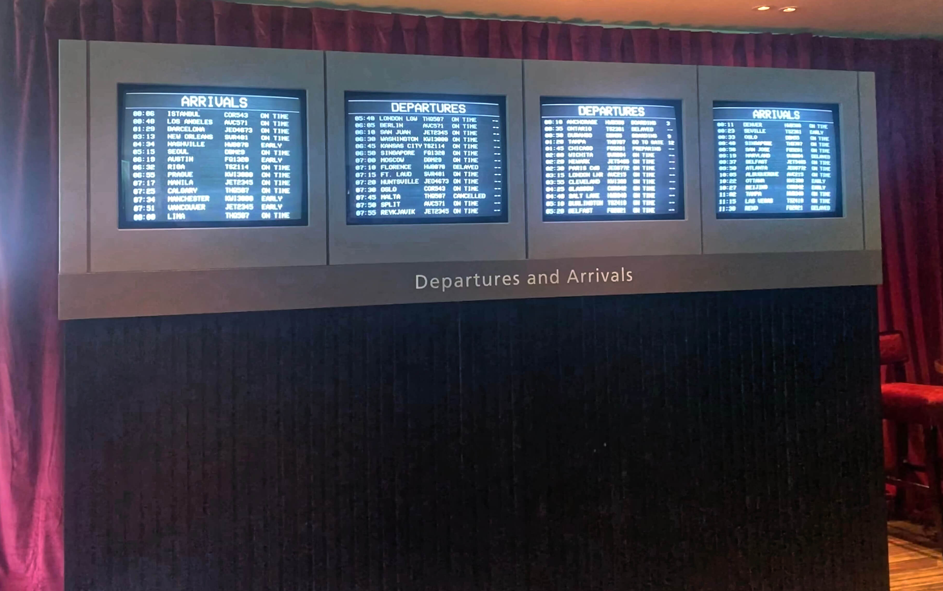 80s and 90s Airport Lounge Information Screens