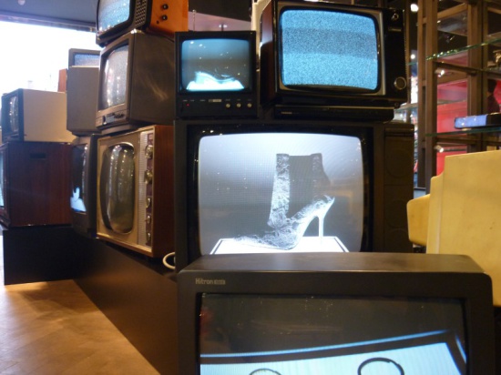 Additional Image of Credits   Kurt Geiger - Vintage TV Stack Art Installation