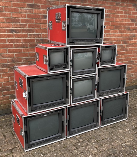 Image of TV and Monitor Stacks   Vintage TV Stacks   Monitor Stack (Flightcased)