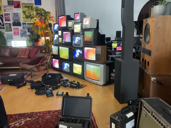 Image of Credits   Retro TV Stack for Arlo Parks' Spotify Listening Party